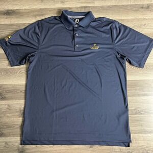 FootJoy Golf Polo Shirt Mens Large Blue Short Sleeve Via Mizner Boca‎ Embroidery